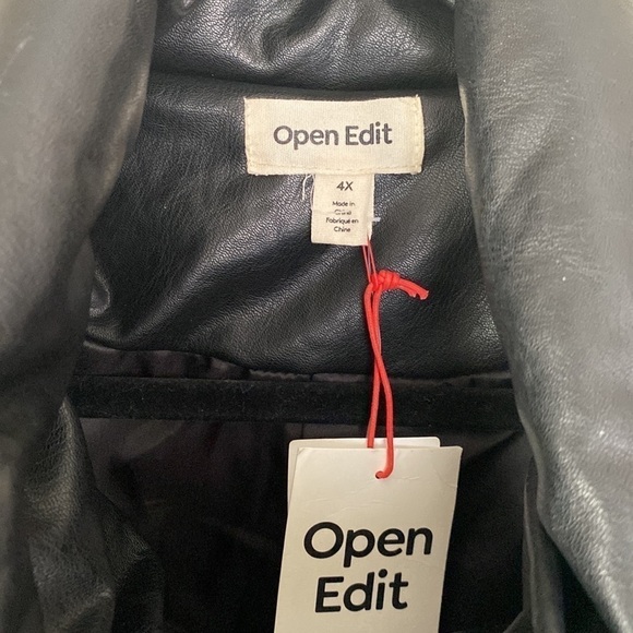 Open Edit coat black long trench puffer pockets snap button down closure 4X NEW - Picture 3 of 8